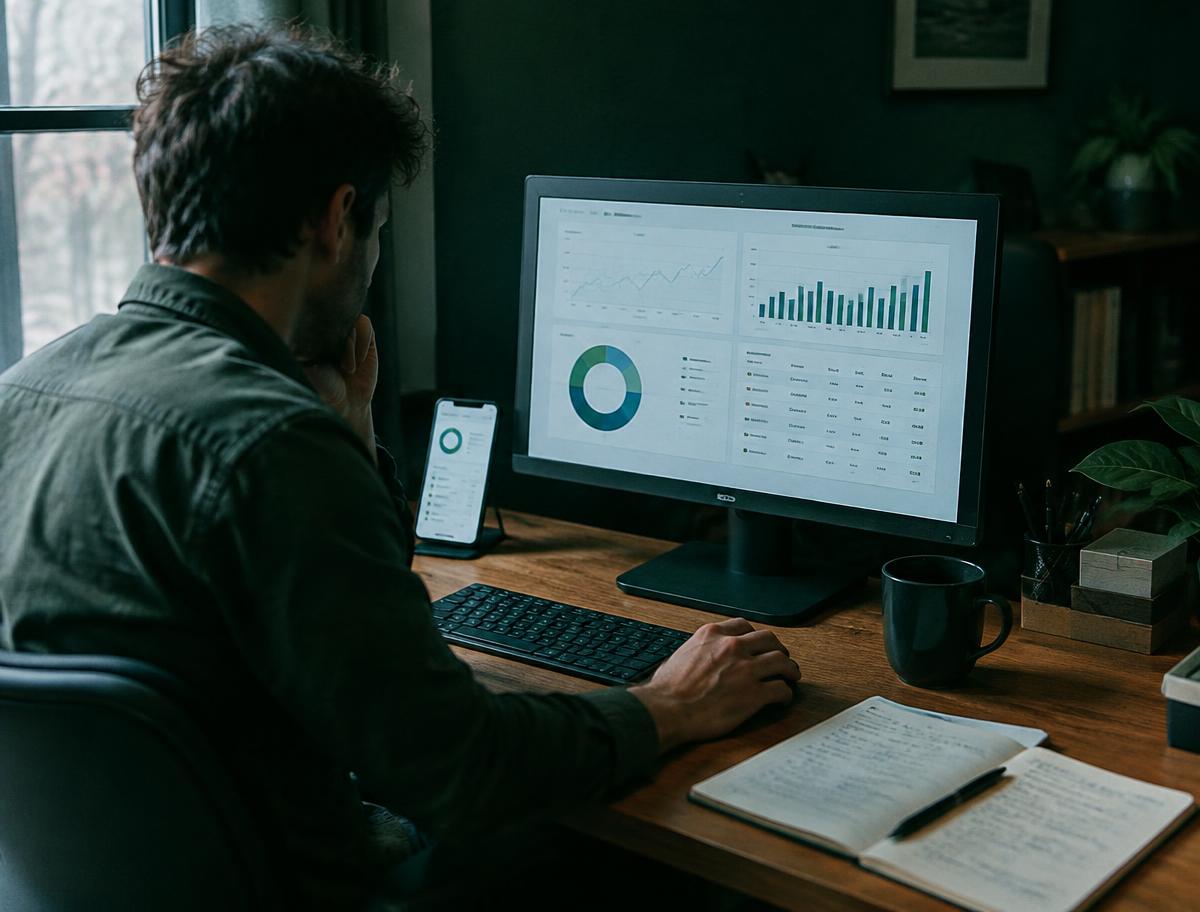 Business owner reviewing an operations dashboard